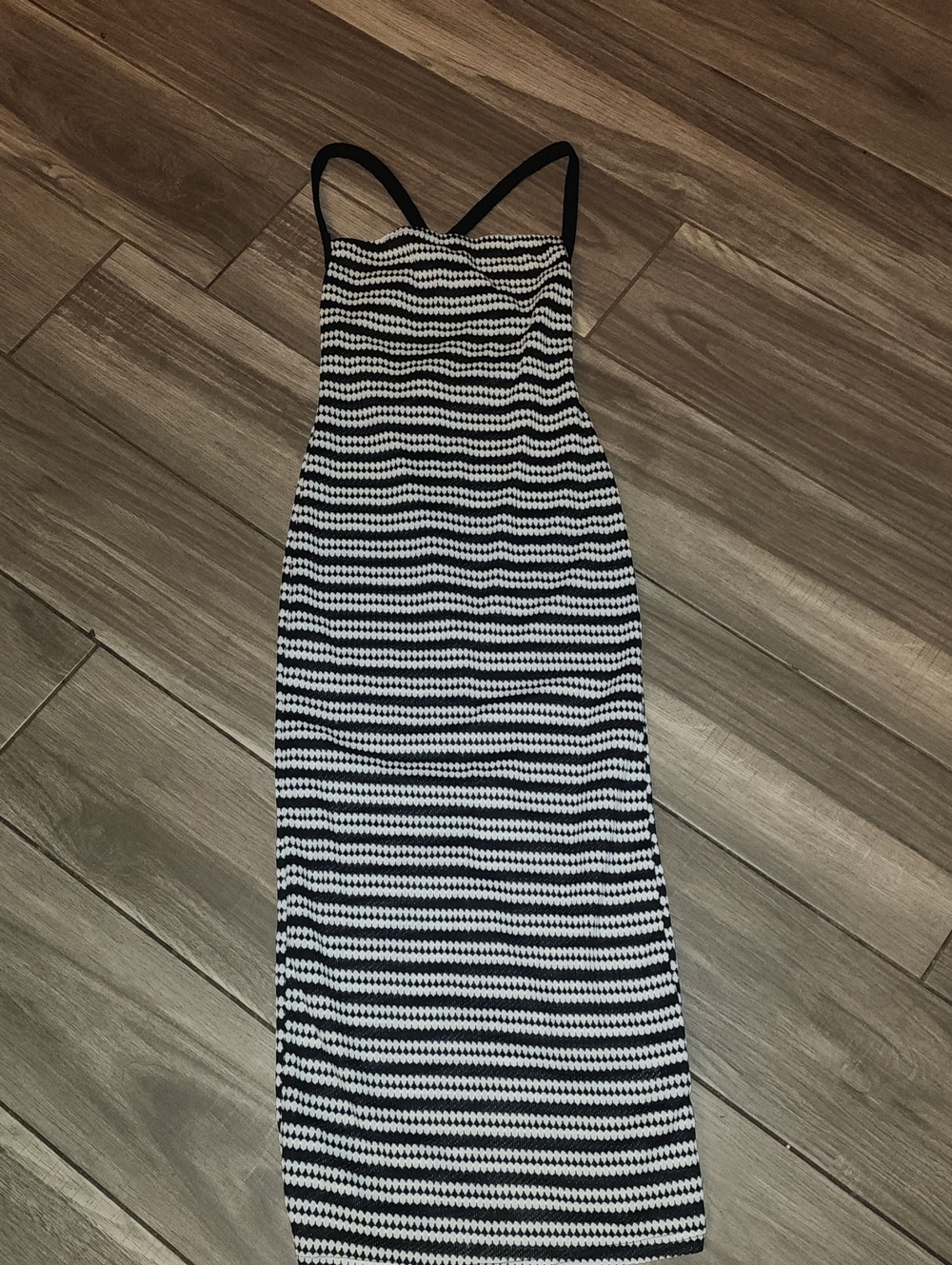 Women's Black & White Striped Bodycon Dress